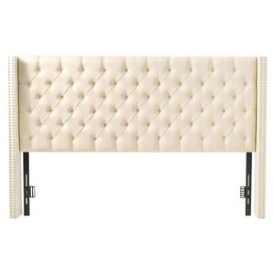 Letto King Size regolabile in altezza con punta di diamante comodo testiera 84.1X54.33-60.24X8.27 pollici per camera da letto in famiglia - Product Image 1