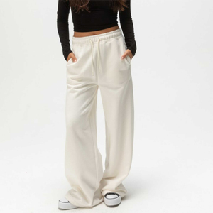 New arrived 2025 100% Cotton Women's Sweatpants Custom Screen Printed Logo heavyweight solid <b>colour</b> custom flared ladies trouser - Product Image 4