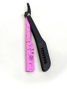 Custom Logo and Customized Box Adjustable Blade ABS Barber <b>Razor</b> with Stainless Steel Blade and White Black Speckle Handle - Product Image 6