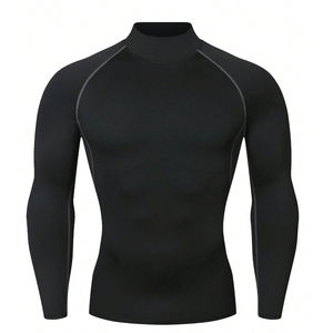 Camiseta Deportiva de Compresión de Neopreno de Manga Corta Negra para Hombre, sin Cuello, con Estampado Animal, para Vacaciones, Absorbe la Humedad, Ajuste Deportivo, Ropa de Verano - Product Image 1
