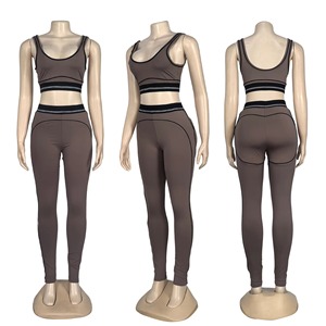 High Waist Yoga Set Sleeveless Sports Bra and <b>Leggings</b> Quick Dry Stretch Fitness Workout Outfit - Product Image 1
