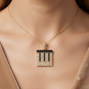 Trendy 10K <b>Solid</b> <b>Gold</b> Natural Diamond Custom Iced Music Lover Piano Fine <b>Pendant</b> Charms Musical Instrument Necklace Jewelry Gift - Product Image 2