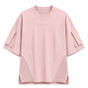 T-shirt cargo oversize à manches courtes pour homme, couleur unie, style hip-hop streetwear, vente chaude, OEM, vente en gros, faible MOQ - Product Image 2