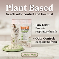 Litière pour chat en tofu biodégradable, faible teneur en poussière, agglomération rapide, 2,4 kg, vente en gros, commerce de détail, distributeurs, importateurs, commande en gros