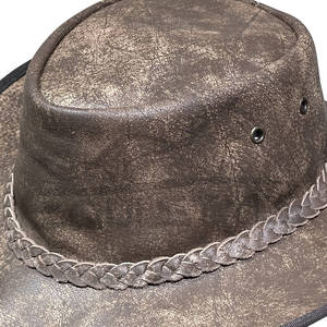 Chapeau de cowboy en cuir marron style vintage, imperméable, pour hommes et femmes, OEM, vente en gros, chapeau de pêche, chapeau de ranch, pour les voyages et les activités de plein air - Product Image 4