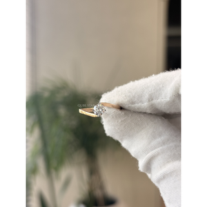 Elegante anillo solitario de diamante de laboratorio de corte redondo con diseño de doble aro entrecruzado, 0.51CT VS EF, oro macizo, joyería nupcial para mujer - Product Image 2