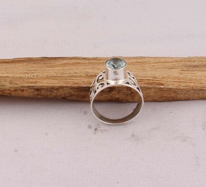 Natural Blue Topaz <b>Ring</b> 925 Sterling Silver Vintage Style Genuine Blue Gemstone <b>Ring</b> for Women Handcrafted <b>Boho</b> Fine Jewelry - Product Image 2
