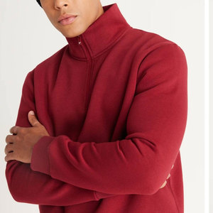 Sweat-shirt en molleton rouge pour homme, col montant, coupe droite, couleur unie, décontracté, pour l'automne - Product Image 5