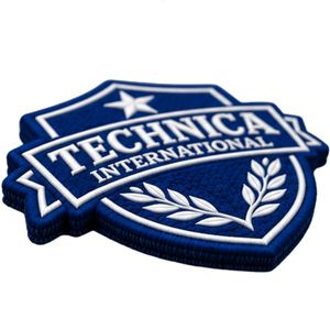 Écusson brodé bleu marine Technica International avec étoile et couronne de lauriers pour vestes, sacs, uniformes et vêtements - Product Image 2