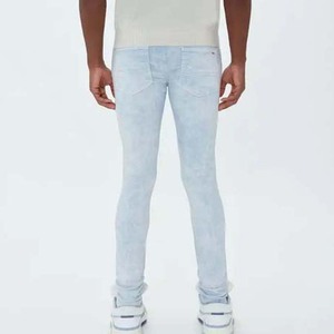 Jean en denim délavé coupe droite pour homme, taille mi-haute, coupe classique, décontracté, en coton respirant, idéal pour le printemps - Product Image 2