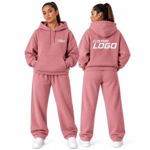 Conjunto de Sudadera con Capucha Oversize de Color Sólido para Mujer, Traje Deportivo Premium de Invierno con Logotipo Personalizado - Product Image 1