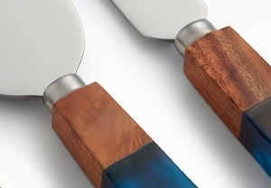 Blue Resin Wooden Handle <b>Cheese</b> <b>Knife</b> <b>Set</b> In Stainless Steel With Elegant Design Perfect Tools For Kitchenware And Tableware - Product Image 2