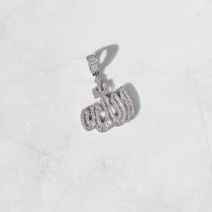 Collier Pendentif Lettre Islamique en Moissanite de Luxe, Argent 925 Plaqué Rhodium, Chaîne Maille Cubaine Style Hip Hop, Unisexe, Usage Quotidien - Product Image 3