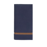Portefeuille long en cuir bleu marine pour homme, fin, à rayures marron, porte-cartes, organiseur de passeport de voyage, design élégant, polyester
