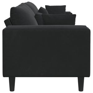 Sofá de Terciopelo para Sala de Estar de 208 cm con Cojín en Negro, Estilo Elegante y Lujoso - Product Image 5
