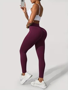 Leggings de fitness pour femmes à taille haute et froncés |   Pantalons de yoga et de sport sans couture |   Collants confortables en polyester et élasthanne doux - Product Image 3
