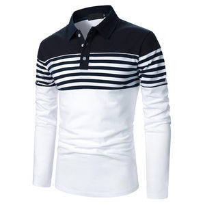 <b>Men's</b> <b>Long</b> <b>Sleeve</b> <b>Casual</b> Striped Polo <b>Shirt</b> Premium Cotton Breathable Soft Comfortable Classic Fit Button Collar Stylish <b>Shirt</b> - Product Image 2