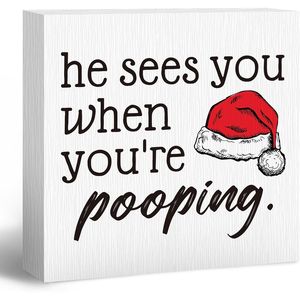 Divertenti Decorazioni Natalizie per il Bagno: Insegna 'Lui Ti Vede' per la Stagione Festiva - Product Image 2