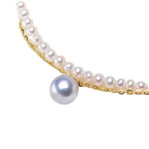 Pendentif en perle d'eau douce Tilian de 3-4 mm sur collier en lin véritable à double couche, taille et beauté presque parfaites - Product Image 5