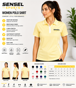SENSEL SPORTS Chemises personnalisées pour femmes en piqué de coton écologique, respirant et à séchage rapide – Style golf pour entreprise - Product Image 2