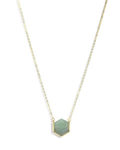 Collar con Colgante de Ópalo Verde Hexagonal Geométrico en Plata de Ley con Baño de Rodio para Fiesta de Compromiso, Joyería Minimalista al por Mayor - Product Image 4