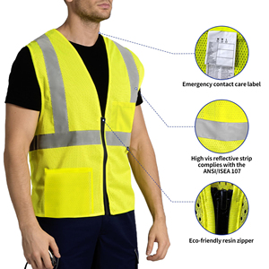 เสื้อกั๊กนิรภัยแบบมองเห็นได้ชัดเจนพร้อมแถบสะท้อนแสงสำหรับงานก่อสร้าง ผ้าตาข่ายระบายอากาศ อุปกรณ์เสื้อกั๊กนิรภัยสำหรับงานอุตสาหกรรม - Product Image 2