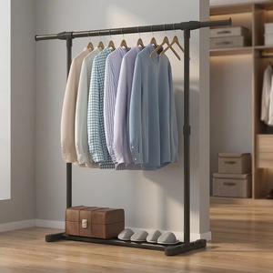 Steel Foldable Clothing <b>Rack</b> With Shelf For Shirts Storage Minimalist Design Space Saving <b>Wardrobe</b> Organizer - Product Image 2