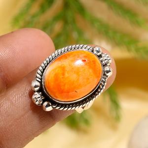 Handmade <b>925</b> Sterling <b>Silver</b> <b>Ring</b> <b>with</b> Natural Coral Gemstone Classic Oval Cut Bezel Setting for Wedding Engagement Gift - Product Image 2
