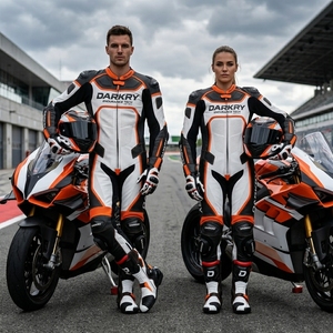 Traje de Cuero Personalizado para Motociclismo de Competición al por Mayor OEM, Equipo de Protección para Motociclistas para Días de Pista, Ropa de Cuero Vacuno con Armadura CE - Product Image 1