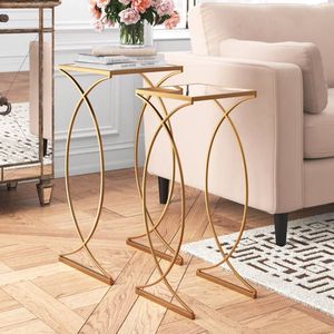 Juego de mesas nido de metal minimalistas modernas para una decoración elegante del interior del hogar y muebles que ahorran espacio - Product Image 1