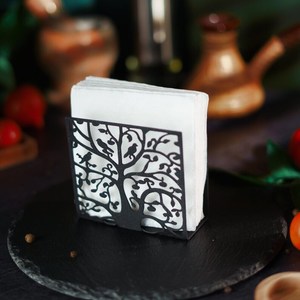 Black Stylish Metal Napkin <b>Holder</b>, Tabletop <b>Tissue</b> Stand, Elegant Paper <b>Holder</b> for <b>Kitchen</b>, Dining Accessories, Delicate - Product Image 1