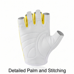 Guantes Deportivos de Medio Dedo, Blancos y Amarillos, de Malla y Neopreno, para Entrenamiento, Fitness, Ejercicio, Levantamiento de Pesas, Unisex - Product Image 3