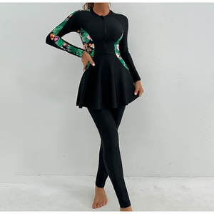 Muslim Modest Plus Size Unisex Hijab Burkini Swimwear High Cut Front Quick Dry Breathable Long Sleeve Lightweight - Product Image 6
