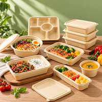 Suikerrietbagasse lunchbox met deksel, wegwerp voedselverpakking voor restaurants, catering en maaltijdbezorging