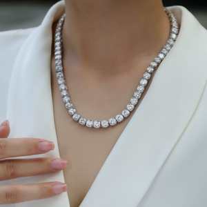 Unique Design Luxury Iced Out Moissanite Tennis Chain Necklace Hip Hop Moissanite Diamond Look Solid Available At Best Price - Product Image 2