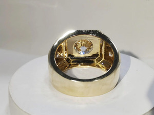 Men's Cluster <b>Ring</b> Unique <b>Solitaire</b> Double Prong Setting Statement <b>Ring</b> 925 Sterling <b>Silver</b> Rhodium Plated Engagement Gift - Product Image 4