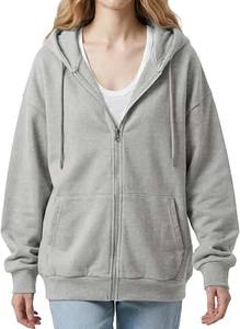 Womens Cotton Zipped Hoodie <b>Top</b> with <b>Long</b> <b>Sleeves</b> Soft Casual Construction Comfortable Stylish Fashion - Product Image 3