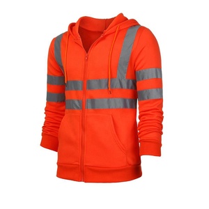 Sudadera de Trabajo con Capucha de Malla Transpirable y Cierre de Cremallera, con LED de Alta Visibilidad ANSI Clase 2, Reflectante Naranja, con Logotipo para Construcción - Product Image 3
