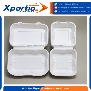 Contenedor de Alimentos Tipo Concha de Bagazo de Grado Exportación, Resistente al Aceite, Forma Cuadrada, Caja de 3 Compartimentos, Empaque en Bolsa de Polietileno para Entrega de Alimentos - Product Image 3