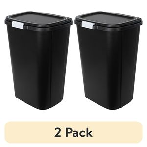 Set di 2 Pattumiere in Plastica da 13 Galloni con Coperchio Touch Top e Sistema Anti-Odore, Bidone per Rifiuti da Cucina Nero - Product Image 1