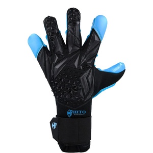Best Manufacture Black and Blue Soccer Goalkeeper <b>Gloves</b> Breathable and Rubber Inject with Negative Cut - Product Image 2