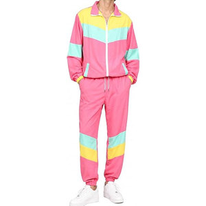 Ensemble de survêtement unisexe rétro années 90 pour couple, tenue d'hiver vintage pour Halloween, ensemble de vêtements de sport assortis, veste coupe-vent color block - Product Image 3