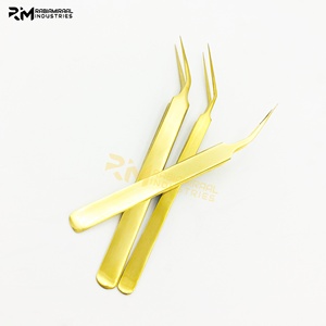Pince à épiler pour extensions de cils RMI couleur or 24 carats, nouveau style, avec pointe en fibre personnalisée - Product Image 2