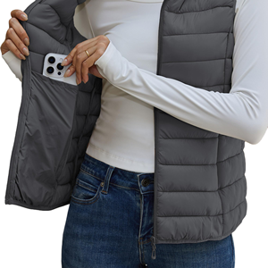 Chaleco Acolchado para Mujer al por Mayor, Sin Mangas, Cuello Alto, Ligero, Cálido, a la Moda, para Exteriores, Tallas Grandes - Product Image 4