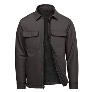 Camisa Chaqueta de Lona Negra para Hombre con Cierre de Botones y Bolsillos en el Pecho, Estilo Workwear, Corte Regular, para Otoño - Product Image 6