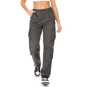 Pantalones Cargo de Cintura Alta para Mujer, Estilo Casual con Bolsillos, Poliéster/Algodón, Antiarrugas, Secado Rápido, Bangladesh, Precio al por Mayor - Product Image 3