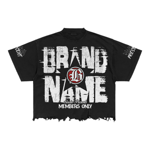 Nouveau T-shirt Hip Hop personnalisé noir épais 220 g/m² délavé à l'acide, coupe ample à épaules tombantes, imprimé DTG, ourlet brut - Product Image 2