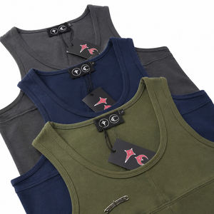 Débardeur de sport pour homme avec logo personnalisé brodé sur le devant, 100% coton respirant, séchage rapide, sans manches, pour la remise en forme - Product Image 1