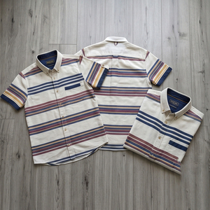 Chemises de plage rayées OEM 100 % coton, décontractées, à manches courtes, pour l'été - Product Image 6