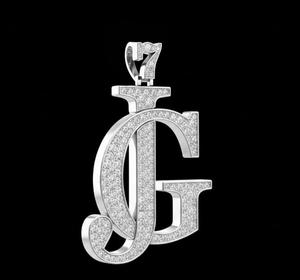 Colgante de Plata de Ley 925 Personalizado con Letra G y Moissanita Redonda de Corte Brillante, Microincrustaciones, Lujoso Charm Unisex - Product Image 4